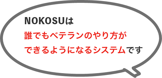 NOKOSUは誰でもベテランのやり方ができるようになるシステムです